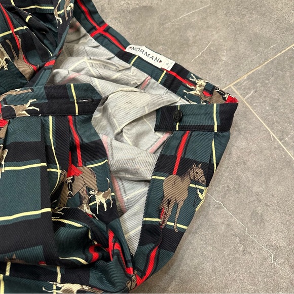 Norman vintage maxi skirt plaid equestrian green red black horse riding - Picture 7 of 11